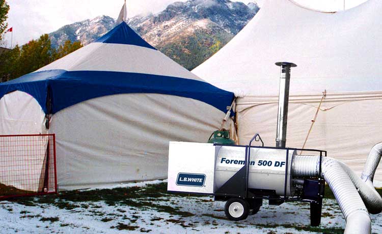 The Foreman heating event tents.